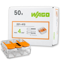 50x Złączka Instalacyjna Szybkozłączka WAGO 221-413 na PRZEWÓD 3x0,2-4mm