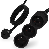 Przedłużacz Sieciowy Kabel z Uziemieniem Listwa Zasilająca 3 Gniazda 5m Czarny Sznur Lendo Lumiled