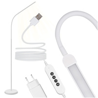 Lampa Stojąca Podłogowa Stołowa LED 14W CCT Ściemnialna z Regulacją Wysokości LONGA 2 Biała LUMILED