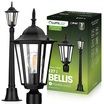 Lampa Ogrodowa Zewnętrzna E27 SŁUPEK LATARNIA 110cm Czarna BELLIS LUMILED