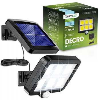 Naświetlacz Solarny LED Halogen Lampa Ogrodowa 6500K IP65 Czujnik Ruchu i Zmierzchu DECRO LUMILED