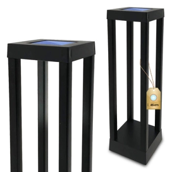 Lampa Solarna Ogrodowa LED Stojąca Ozdobna Słupek Sześcian IP44 6500K Zimna