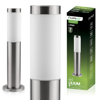 Lampa Ogrodowa Zewnętrzna E27 INOX SŁUPEK 45cm Lilium LUMILED