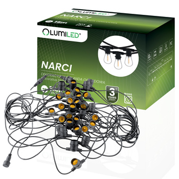Girlanda Ogrodowa Zewnętrzna Łańcuch Świetlny 15m 30x E27 NARCI LUMILED