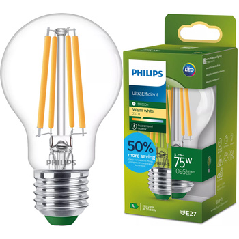 Żarówka LED E27 A60 5.2W = 75W 1095lm 210lm/W 2700K Ciepła 300° KLASA A UltraEfficient Philips