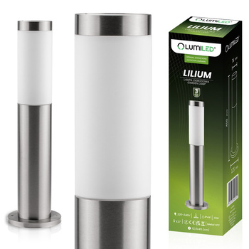 Lampa Ogrodowa Zewnętrzna E27 INOX SŁUPEK 45cm Lilium LUMILED