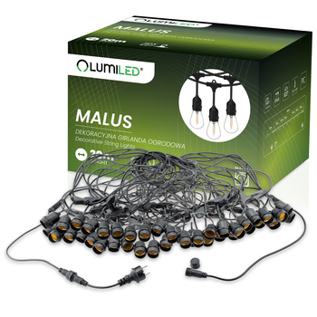 Girlanda Ogrodowa Zewnętrzna MALUS Łańcuch Świetlny 20m 40x E27 LUMILED