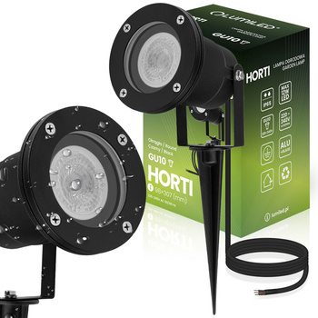Lampa Ogrodowa Wbijana LED GU10 IP65 WODOSZCZELNA Czarna z Przewodem 1m HORTI LUMILED