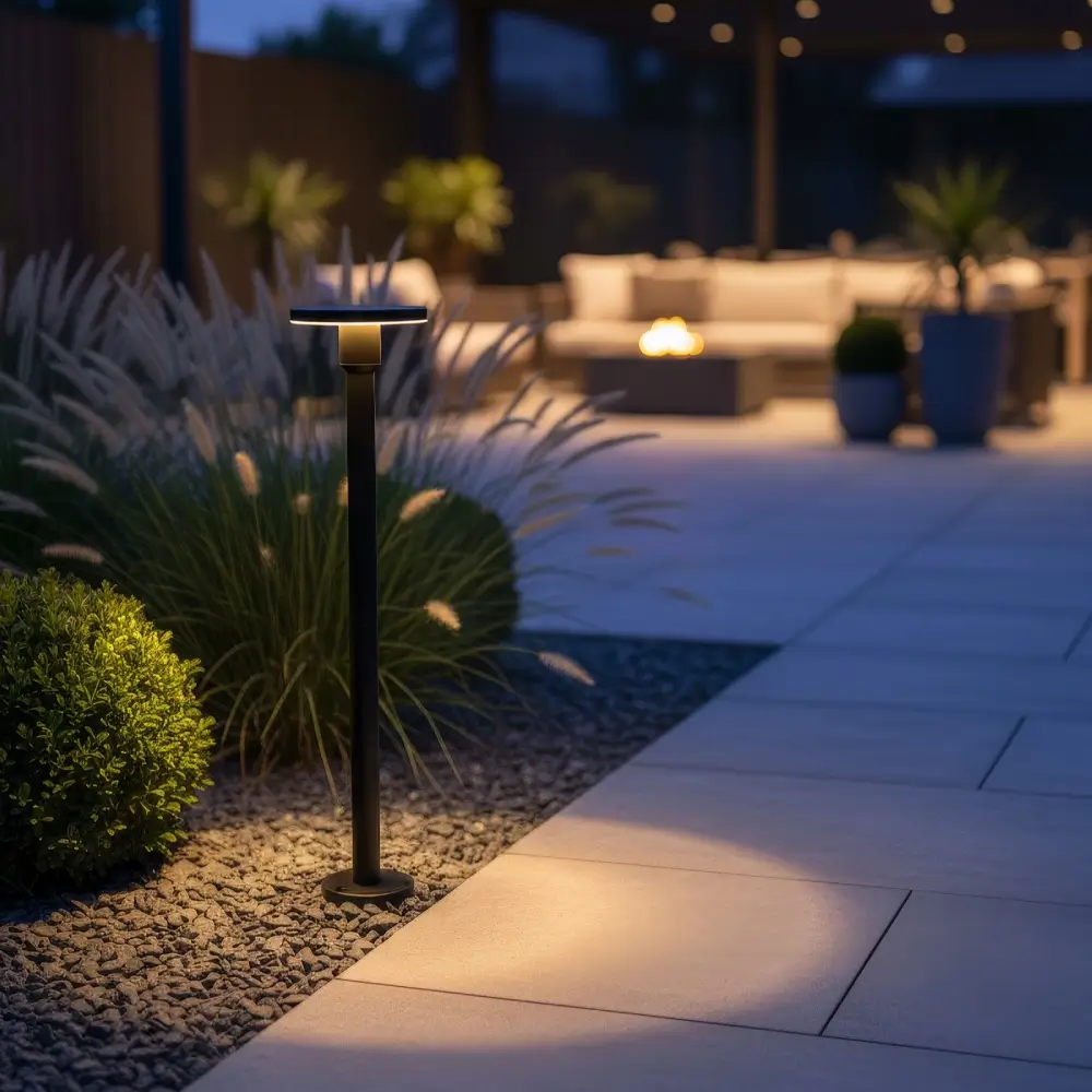 Nowoczesny słupek ogrodowy CORTUS LED na podjeździe