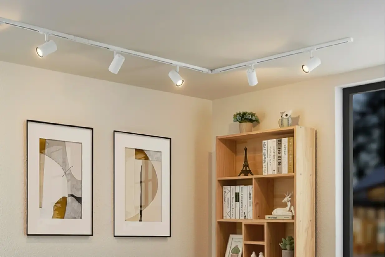 System szynowy Lumiled z reflektorami LED w nowoczesnym wnętrzu