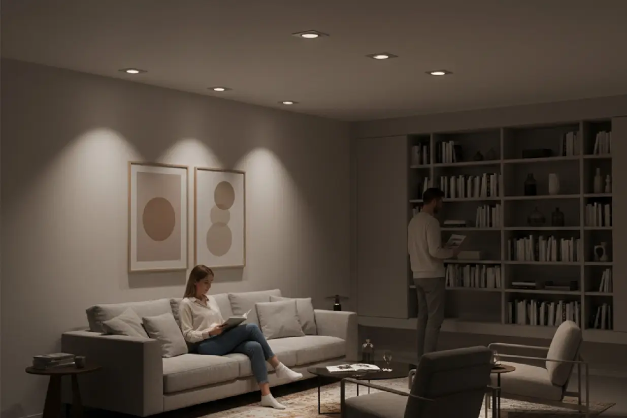 Czarna oprawa sufitowa LED GU10 jako oświetlenie punktowe wnętrza