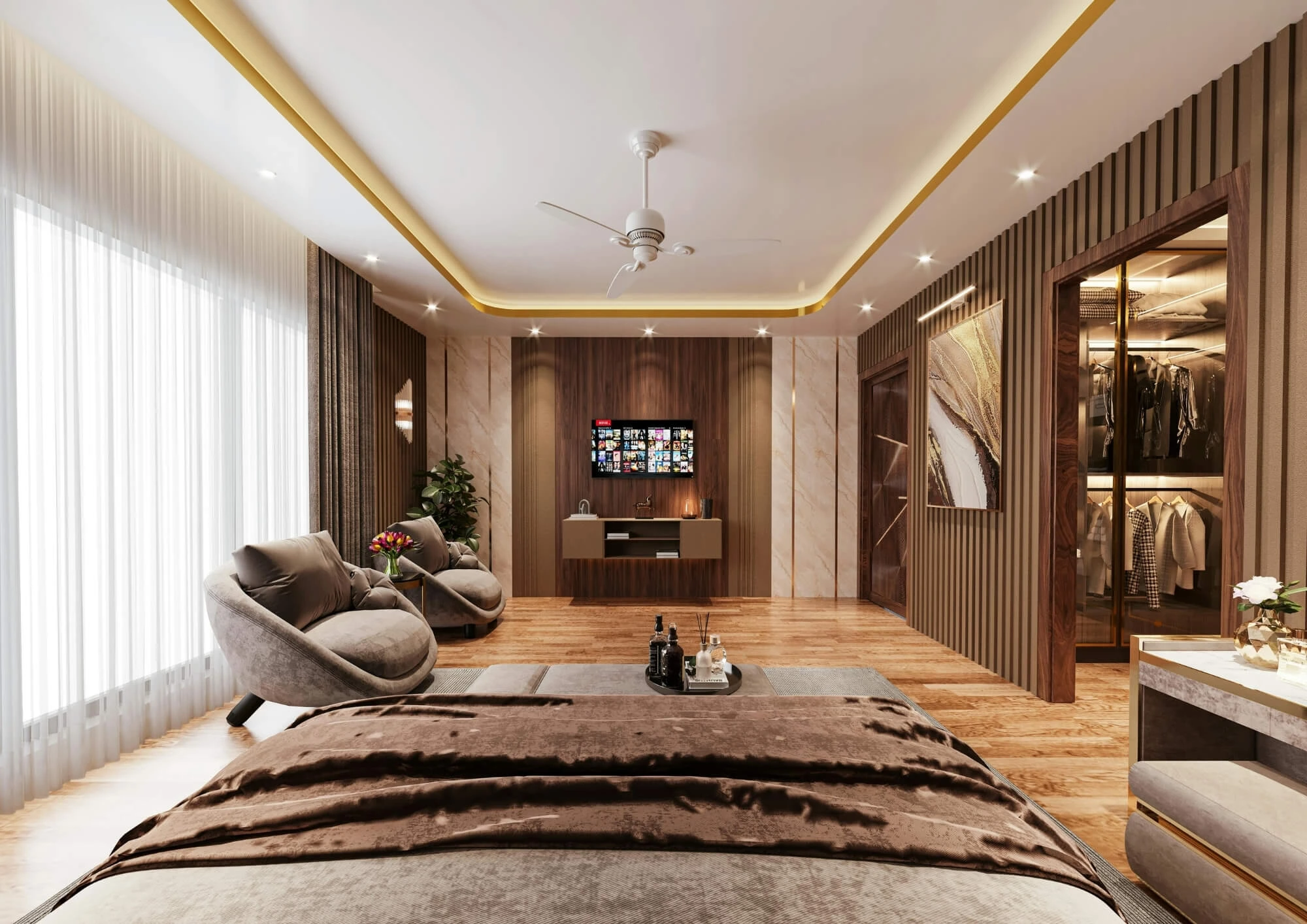 Subtelne oświetlenie LED w przestrzeni mieszkalnej