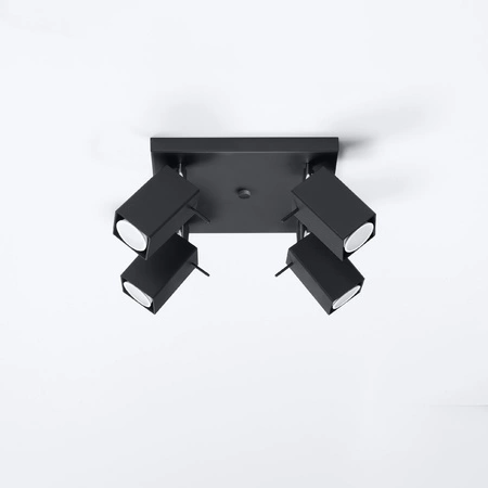 Lampa Sufitowa Oprawa Natynkowa SPOT TUBA Reflektor 4x GU10 Kwadratowa Czarna Nowoczesna Merida Sollux