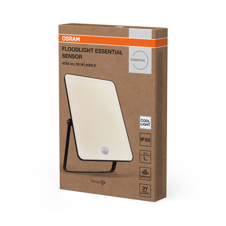 Naświetlacz LED Reflektor Zewnętrzny Lampa LED z Czujnikiem Ruchu i Zmierzchu 50W 4000K Neutralna Czarny Floodlight Osram