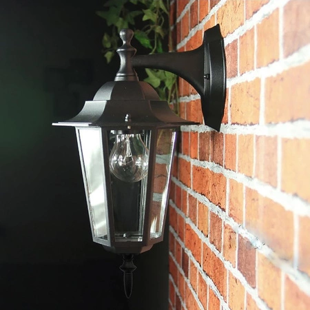 Kinkiet Ogrodowy Elewacyjny Zewnętrzny E27 LATARNIA do DOŁU Czarna BELLIS LUMILED