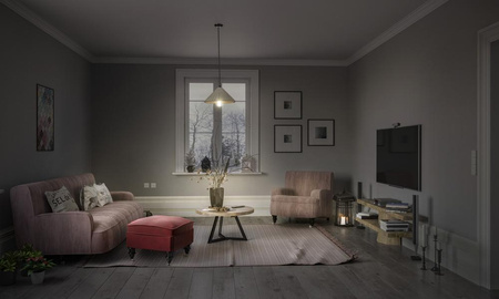 Lampa Sufitowa Wisząca Dekoracyjna E27 Zwis Szary Beton Decor Ledvance