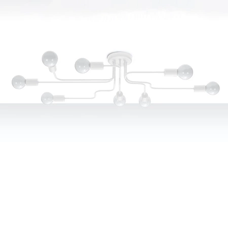 Lampa Sufitowa Oprawa Natynkowa Wisząca Zwis 8x E27 Żyrandol Nieregularna Biała Industrialna Vector Sollux