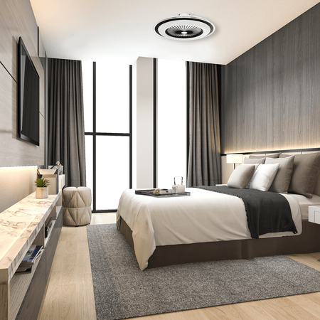 Plafon LED Lampa Sufitowa Natynkowa Czarny okrągły ZONDA 48W 60 cm CCT z wentylatorem Milagro