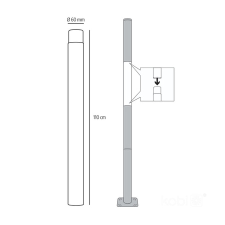 Przedłużka do Słupa Oświetleniowego Masztu Lampy Ulicznej Latarni 1m Czarna BASE SG