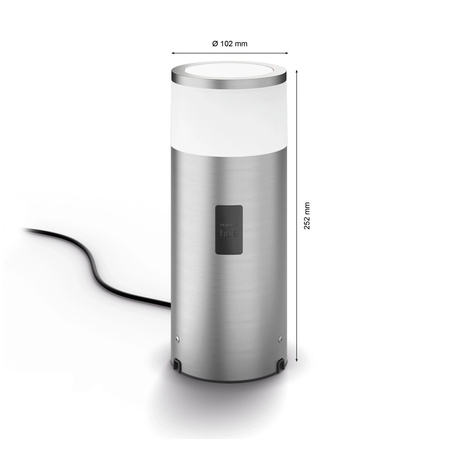 Lampa Ogrodowa Zewnętrzna LED SŁUPEK 25cm 8W 590lm IP65 White and Color Ambiance RGB + TW srebrny Inteligentna SMART Zigbee Bluetooth Calla Philips HUE