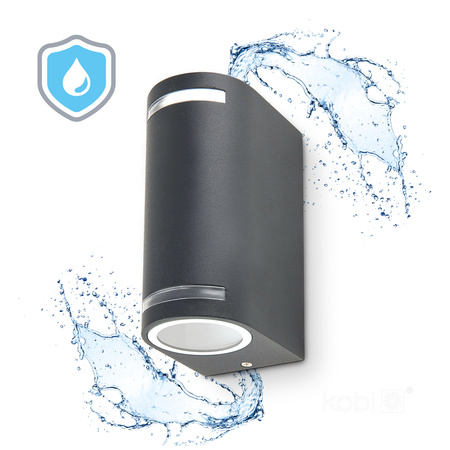 Lampa Ogrodowa Kinkiet Elewacyjny Zewnętrzny 2x GU10 IP44 Szara Quazar Kobi