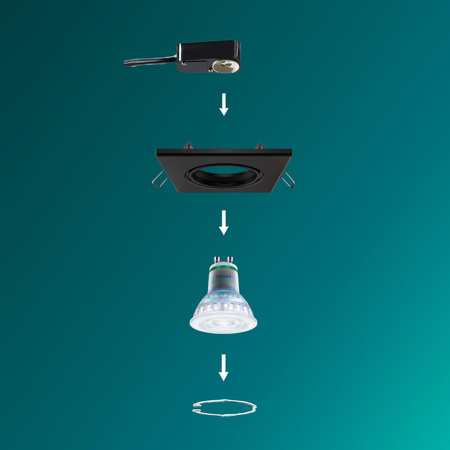 3x Oprawa Podtynkowa Wpuszczana LED GU10 Ruchoma Aluminiowa Kwadratowa Czarna Peridot Philips