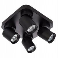 Lampa Sufitowa Ścienna TIMO Kinkiet Reflektor Oprawa Halogenowa Ruchoma 4xGU10 Czarny Kwadratowy LVT