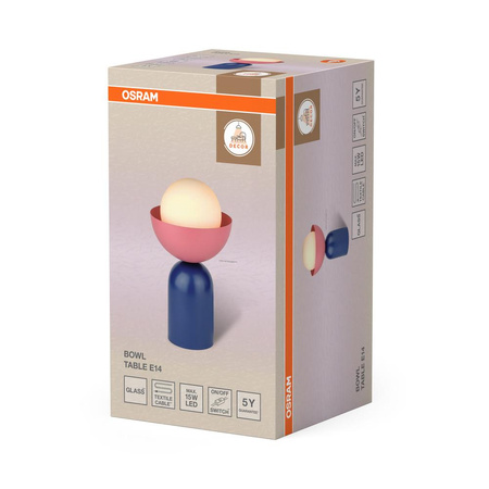 Lampa Stołowa Dekoracyjna Oprawa Oświetleniowa E14 Niebieska Różowa Decor Bowl Table Osram