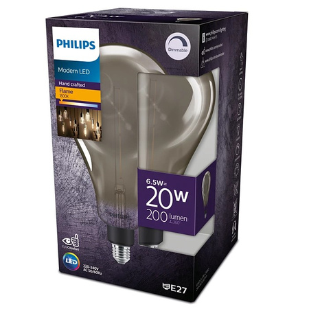 Żarówka LED E27 A160 6.5W = 20W 200lm 1800K Ciepła Filament Dymiona PHILIPS  Ściemnialna