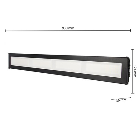 Lampa LED Przemysłowa High Bay Liniowa 200W 22000lm 5000 Zimna 110° Czarny IP65 Masterled