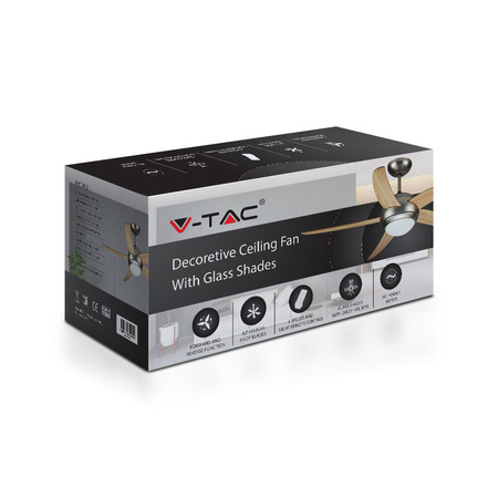 Wentylator sufitowy 60W Ze źródłem światła 2xE27 i pilotem RF 5 ramion VT-6053-5 V-TAC