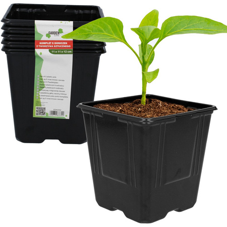 Zestaw 5x Doniczka Produkcyjna do Rozsady Pikowania Wysiewu Nasion Warzyw 11x11x12 cm