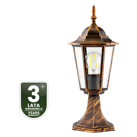 Lampa Ogrodowa Zewnętrzna E27 SŁUPEK LATARNIA 39cm Patyna BELLIS LUMILED