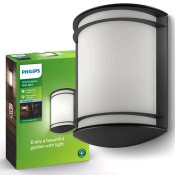 Kinkiet Ogrodowy Lampa Elewacyjna Zewnętrzna LED 6W 600lm 4000K IP44 Czarna Antelope Philips