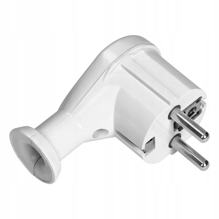 Wtyczka Elektryczna Kątowa Wtyk 2P+Z UNI-SCHUKO z Uziemieniem Biała ORNO