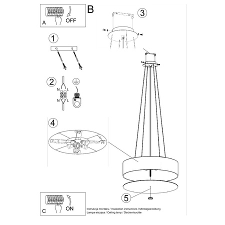Lampa Sufitowa Wisząca Zwis 5x E27 Żyrandol Geometryczna Biała Minimalistyczna Skala Sollux
