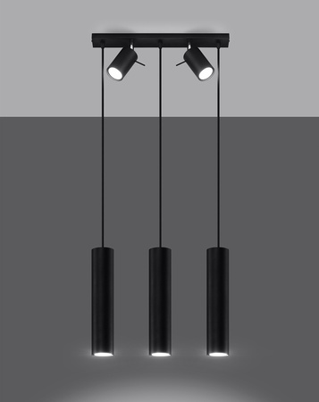 Lampa Sufitowa Wisząca Zwis 5x GU10 Tuba Ruchoma Tubularna Czarna Nowoczesna Ring Sollux