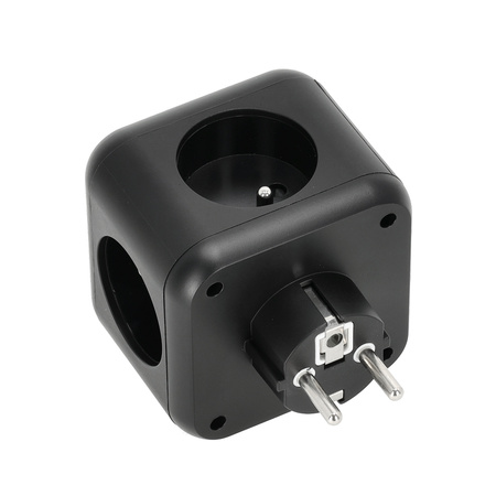 Rozgałęźnik LINEA PRO CUBE 3x230V Uziemienie Wyłącznik + 4xUSB Czarny KOBI