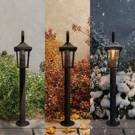 Lampa Ogrodowa Stojąca Zewnętrzna LED E27 SŁUPEK 75cm LATARNIA IP44 Czarna Buzzard Philips