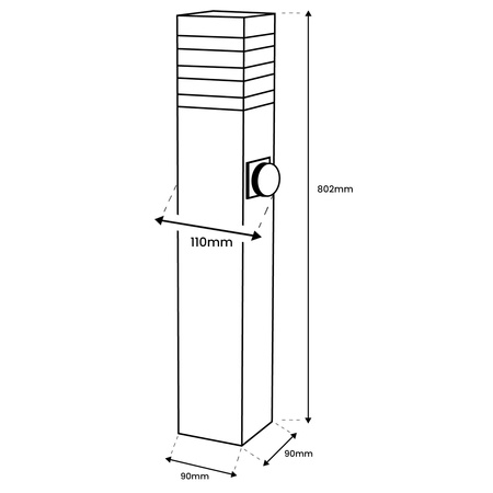 Lampa Ogrodowa Słupek Zewnętrzny Stojący E27 LED z Gniazdem TAXUS 2 80cm LUMILED
