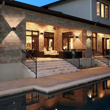 Kinkiet Ogrodowy Elewacyjny LED 2x4W 3000K Regulowany góra dół Czarny RIKO KOBI