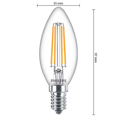 Żarówka LED Świeczka E14 B35 6.5W = 60W 806lm 2700K Ciepła Filament PHILIPS