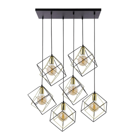 Lampa Sufitowa Wisząca ALAMBRE Żyrandol Czarno-Złota Geometryczna 6xE27 2779 TK Lighting