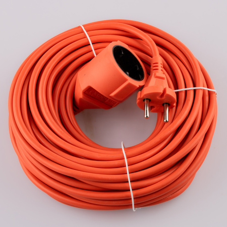Przedłużacz Ogrodowy Kabel Budowlany Pojedynczy 1 Gniazdo 20m Pomarańczowy Sznur GRIDEN Lumiled