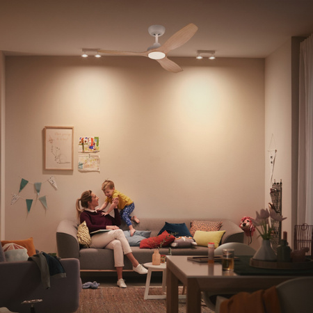 Wentylator Sufitowy 32W Lampa Sufitowa LED 24W 2650lm 3000/4300/6500K CCT Biała Brązowa + Pilot Olas Philips