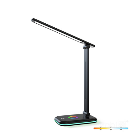 Lampka Biurkowa Stołowa LED 7W 460lm CCT 120° Akumulatorowa Czarna Noblite Kobi