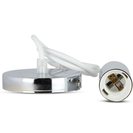 Lampa Wisząca Oprawa E27 Chromowy klosz z białym kablem VT-7338 V-TAC