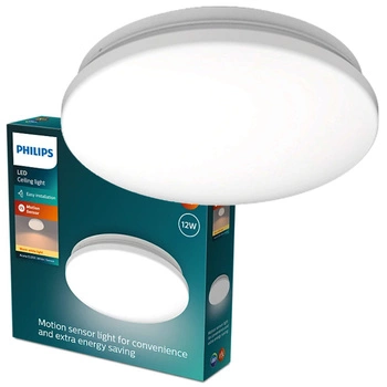 Lampa Sufitowa Plafon LED 12W 1350lm 2700K z Czujnikiem Zmierzchu Biała Acuna Philips