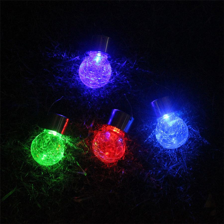 Lampa ogrodowa LED solarna wisząca KULKA LED RGB szklana czarna efekt pękniętego szkła