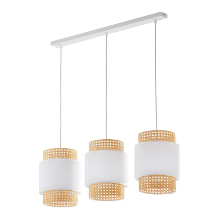 Lampa Sufitowa Wisząca BOHO WHITE Listwa Rattanowa Biała Styl Boho 3xE27 6531 TK Lighting